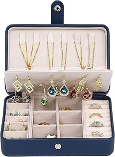 صندوق تخزين و منظم مجوهرات متعدد الطبقات محمول للسفر مناسب للسلاسل/الخواتم/الحلقان، صناديق تخزين وعرض من الجلد الصناعي للنساء والبنات من INFINITY-Plus