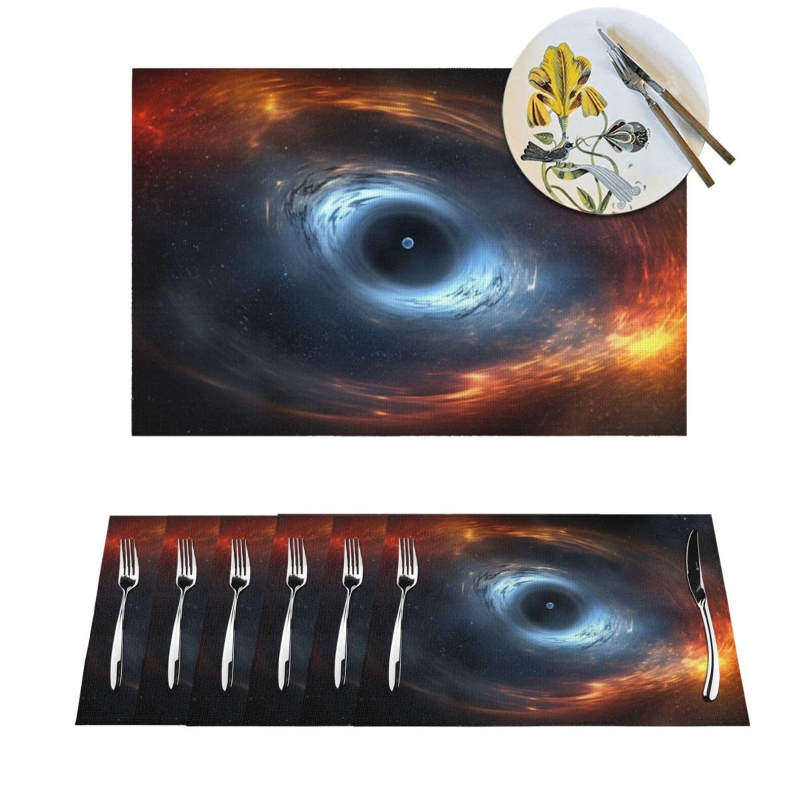 Sets de table thermorésistants et antidérapants en PVC tissé noir x6