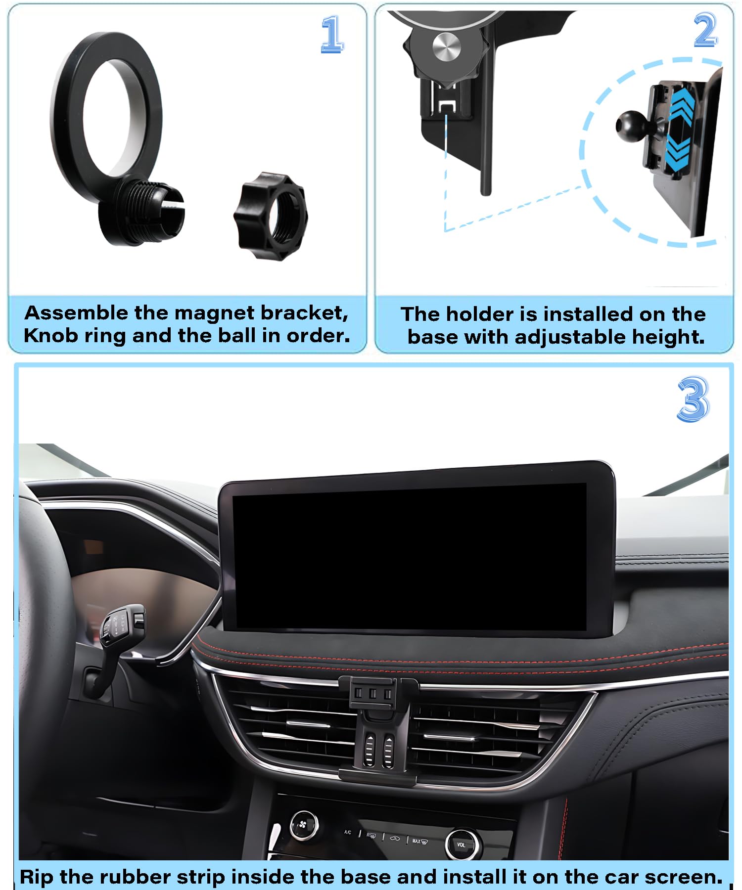 Samochodowy uchwyt na telefon do Ford Escape 2020-2024 Escape Hybrid akcesoria kompatybilne z MagSafe bez użycia rąk, obrót o 360 stopni, regulowany uchwyt na telefon komórkowy, nie