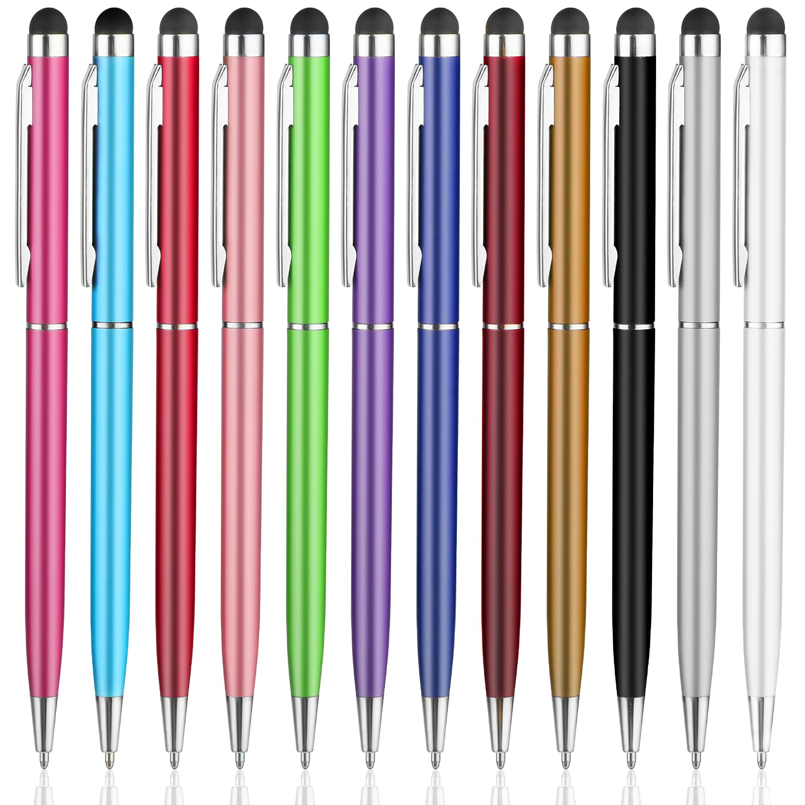 Giantree Lot de 12 stylets 2 en 1 haute sensibilité pointe silicone pour téléphone et tablette