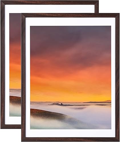 Juego de 2 portarretratos de 12 x 16 pulgadas con plexiglás, color marrón, para mesa y pared, mate, estilo clásico, regalo ideal para ocasiones