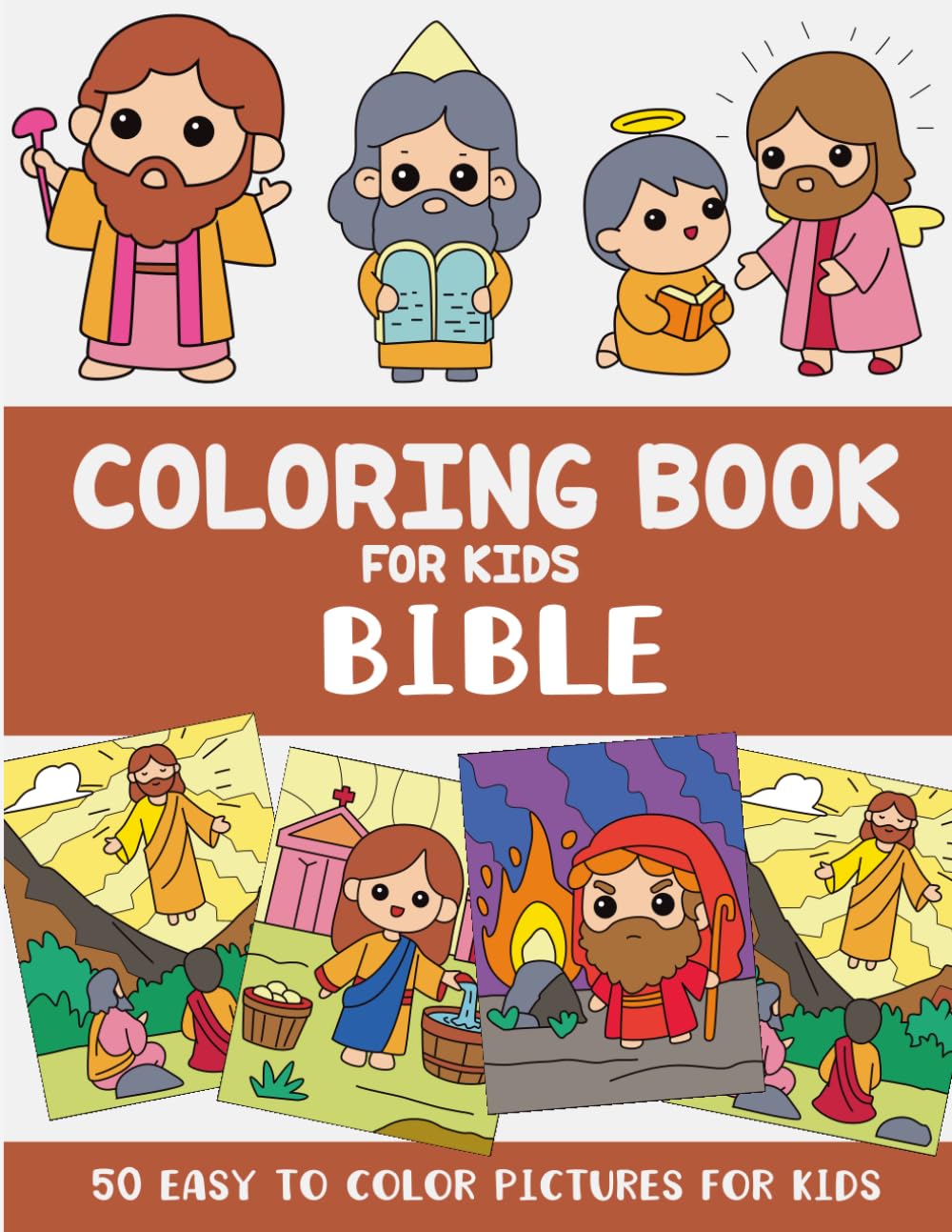 Bible Coloring Book for Kids: 50 Easy to Color Pictures for Kids