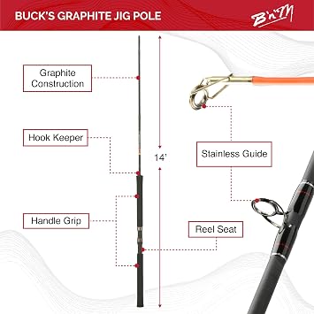 B'n'M Buck's Graphite Jig Pole (3-Piece)