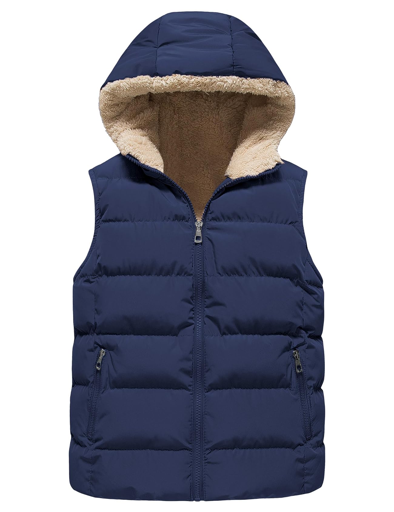 Yimoon Warme Pufferweste für Mädchen und Jungen, Kinder, mit Kapuze, Steppweste, Flanell, gefütterte Weste, Oberbekleidung