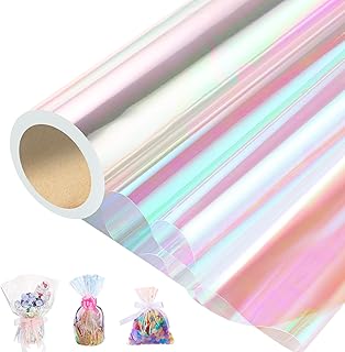 woric Cellophane Wrap for Gift Baskets 32 In X 66 Ft Iridescent Cellophane Wrap Roll Gift Basket Wrapping Plastic for Christmas Treats Wedding Party favor Birthday Crafts