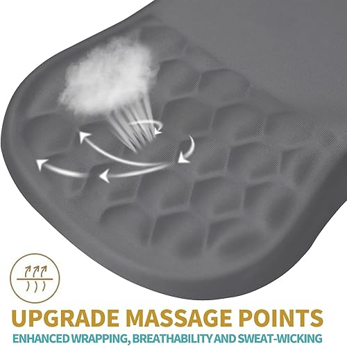 Miniatura 8 de Hokafenle Alfombrilla ergonómica para mouse con diseño de masaje, reposamuñecas para aliviar el dolor, con espuma viscoelástica y base de