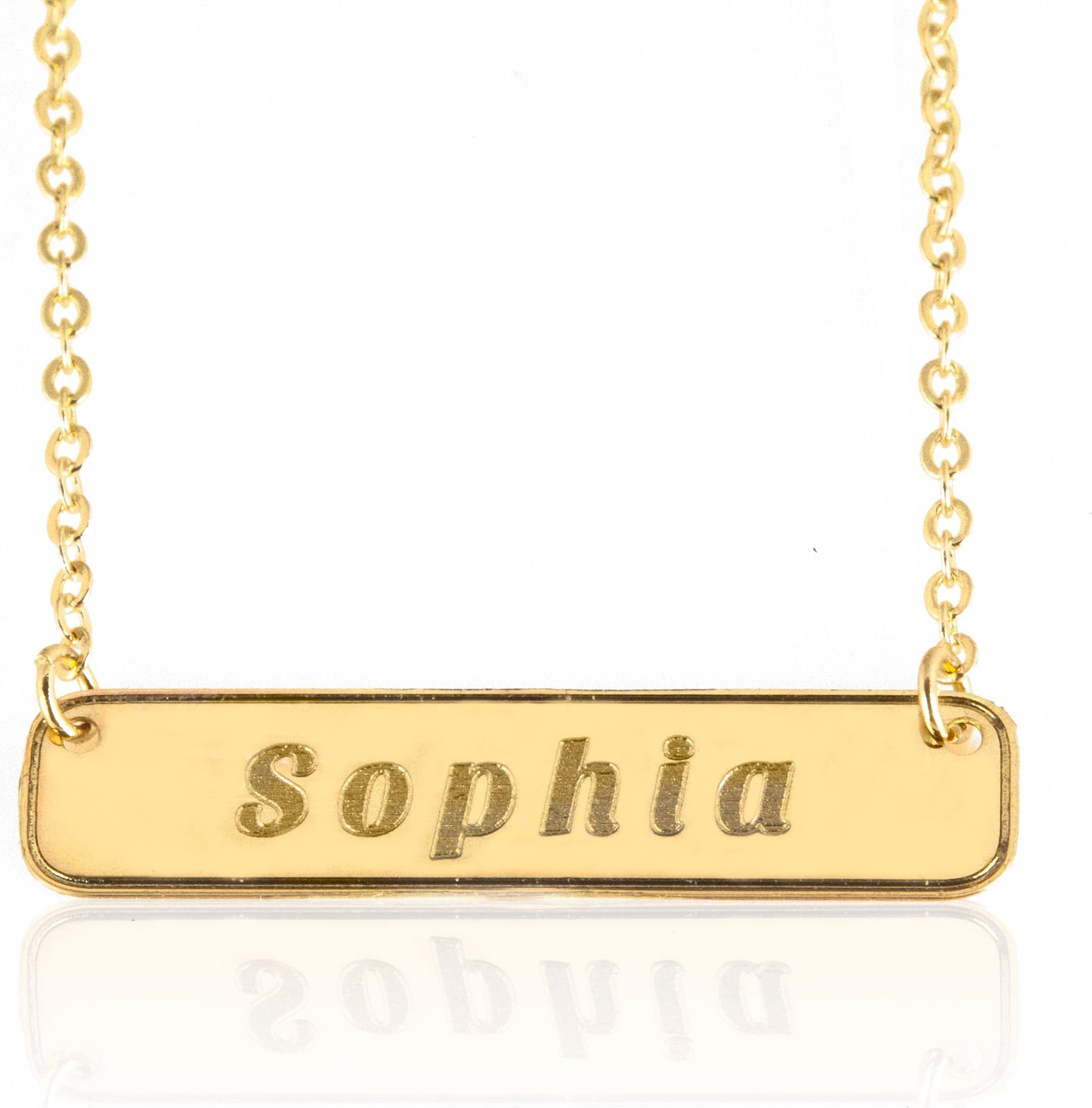 Bar Necklace 24k Gold Plated Engraved with Any Name - Custom Made
