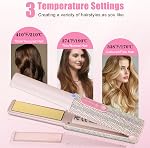 2-in-1 Lève-cheveux sans fil Curler, Strass rose Mini Titanium sans fil en fer plat, 5000mAh USB-C Remboursable, 2S Chauffage rapide, Jusqu'à 410°F, Outil de stylage portable, Cadeau idéal pour les femmes