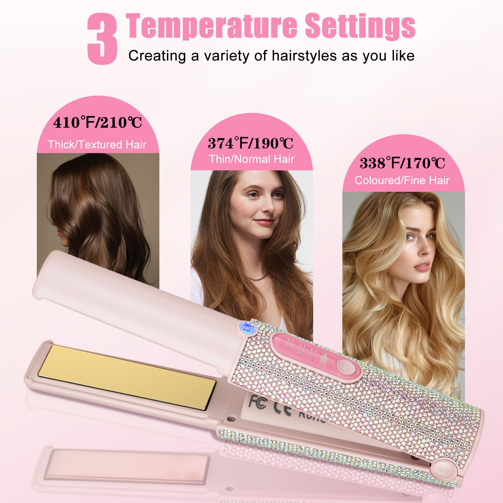 Plancha Pelo Inalambrica, Plancha de Pelo de Titanio y Rizador 2 en 1, Mini Plancha Pelo Viaje, 3 Temperaturas Ajustables, Calentamiento más Rápido Para Todo Tipo de, 5000 mAh, Versión Mejorada