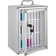 24 Slots Cell Phone Locker for Classroom, Aluminum Alloy Phone Storage Cabinet with Lock, Portable Phone Holder Box 14.8 x 10.4 x 7.5 in for Office, School, Meeting Room