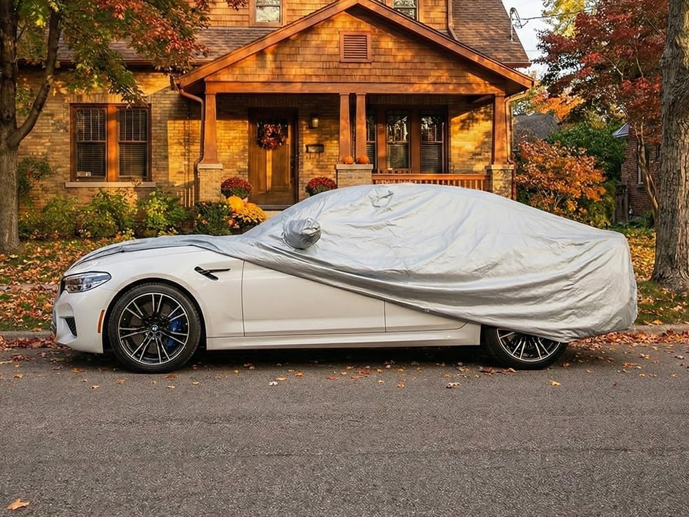 Custom Fits for 2012-2023 BMW 5 Series M5 528i 530i 530e 535i 535d 540i 550i M550i Car Cover Silver Metallic Covers 528 530 535 540 550 M550