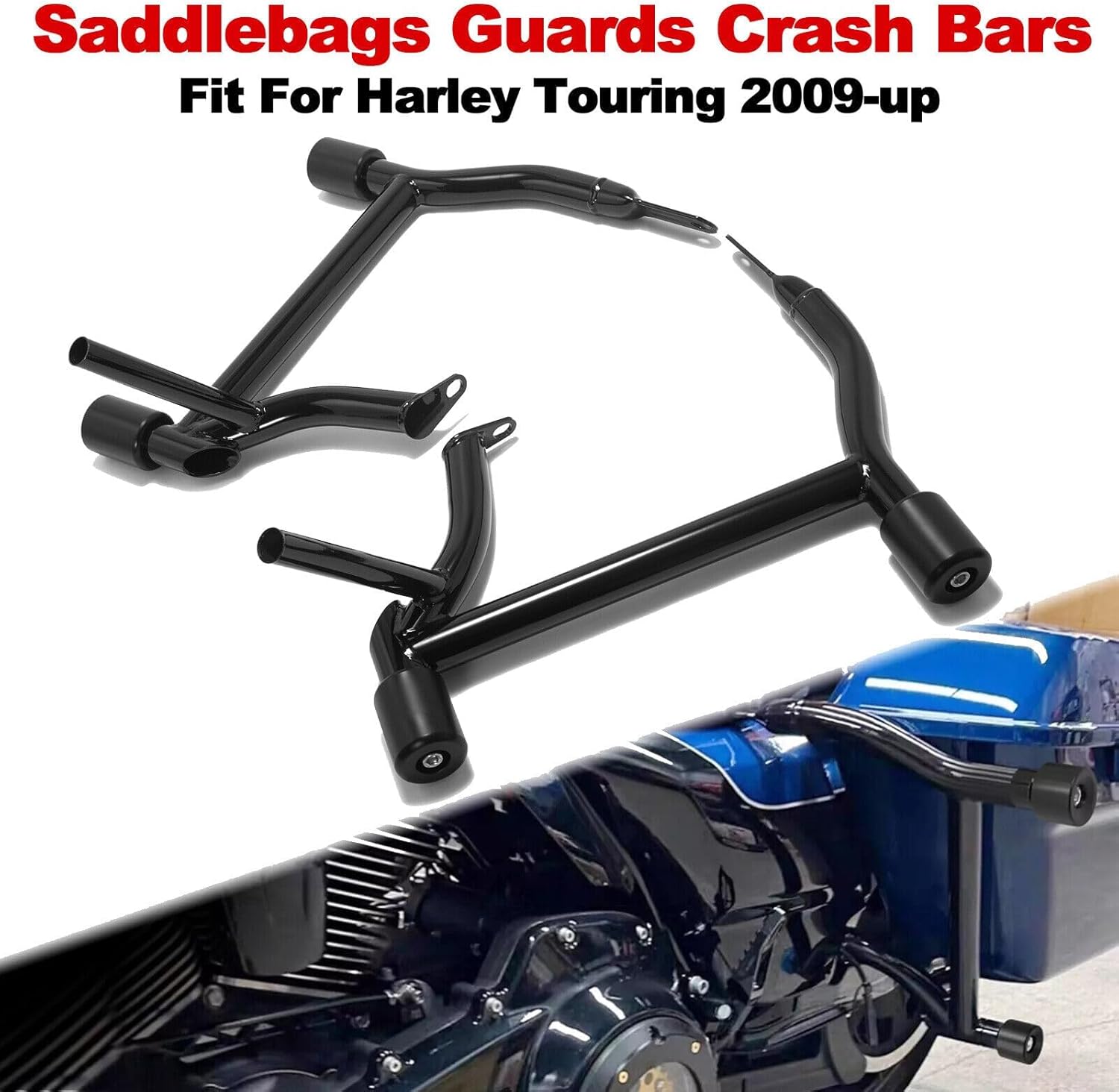 TOFR Saddlebag Guards Saddle Bag Rails Bag Guards Crash Bars for Harley Touring Street Glide Road Glide Road King Electra/Ultra 2009-2023