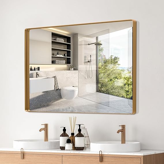 Amazon.com: NARCISSUS Wall Mirror,40" x 30" Rectangular Bathroom Mirror with Aluminum Alloy ...