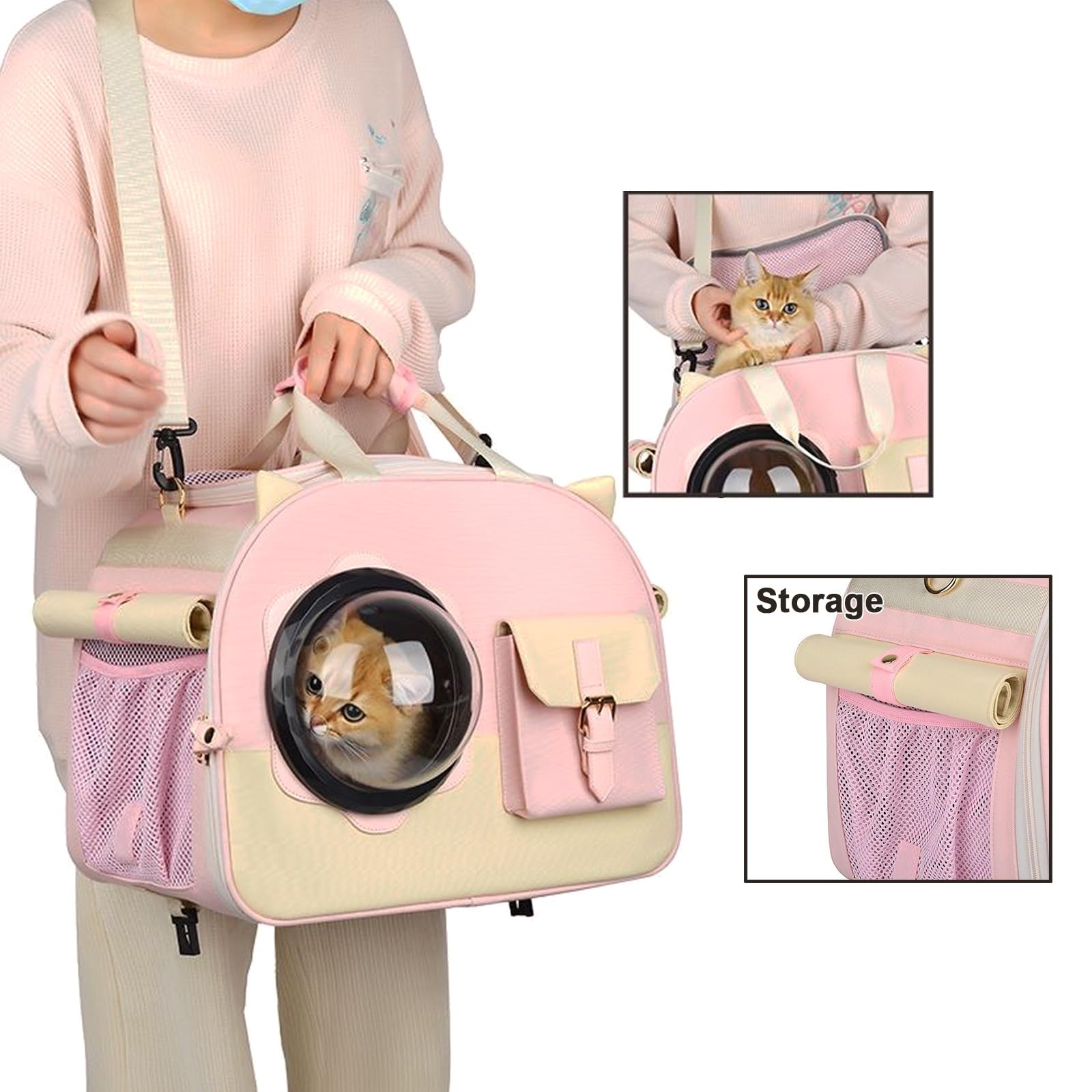 Mochila de Viaje para Mascotas con Ruedas, Mochila Multifunción para Mascotasm, Mochila Gato, Diseño Súper Ventilado, Ideal para Viajar Caminar Acampar