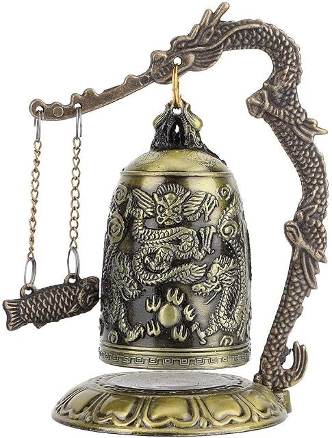 zhuolong Desk Decorations Vintage Small Carved Bronze Dragon Lock Bell Arts & Crafts Collectibles Ornaments