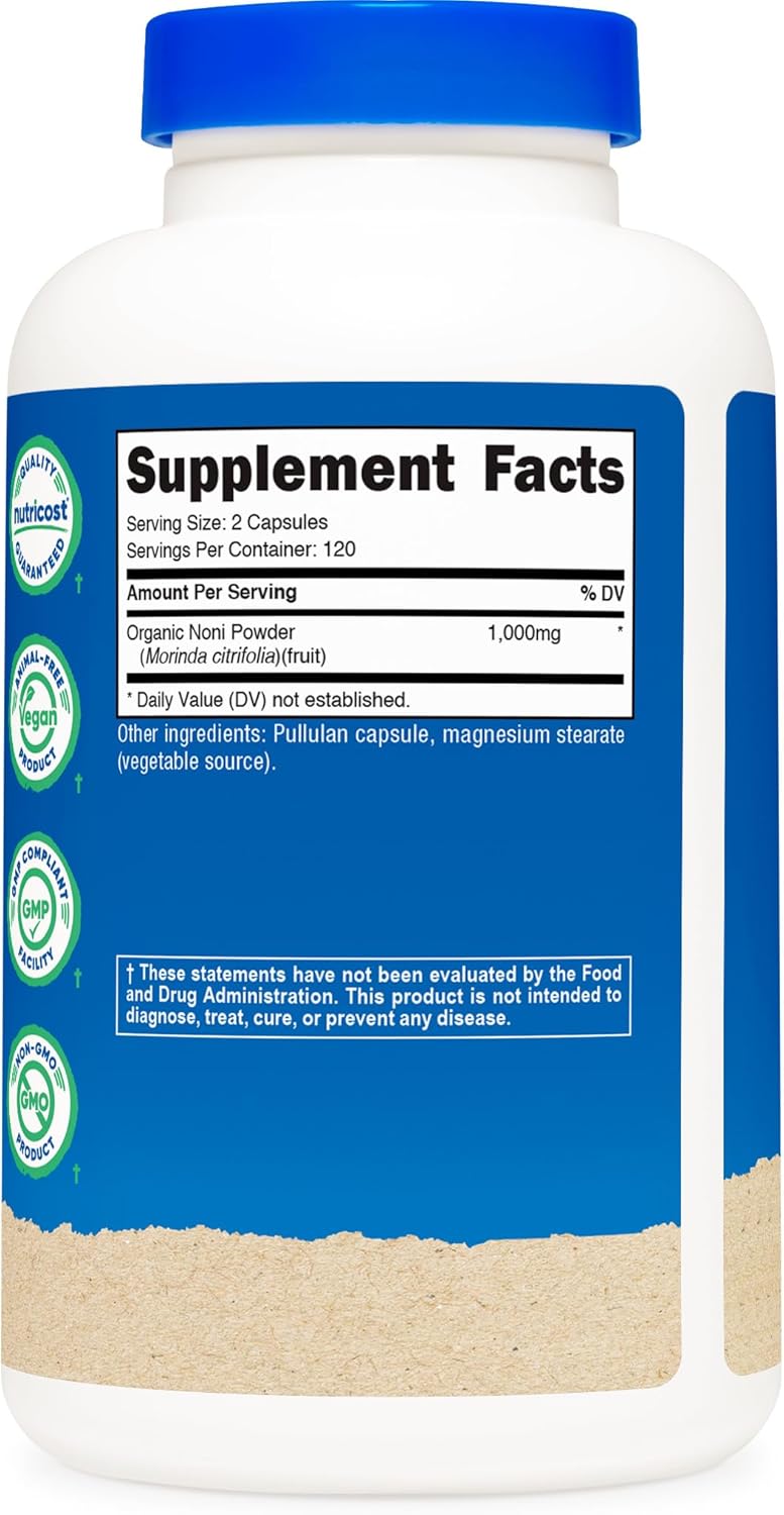Nutricost Noni Capsules 500mg 240 Capsules - CCOF Certified Made with Organic Noni, Non-GMO, Gluten Free - Image 5