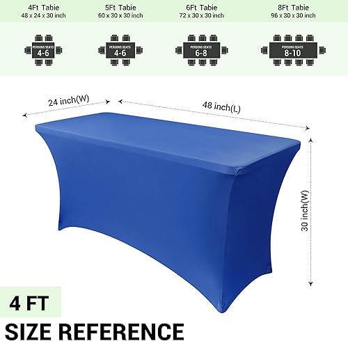 Miniatura 83 de Obstal Funda de mesa de elastano elástica de 4 pies para mesas plegables estándar, paquete de 2 manteles rectangulares universales ajustables