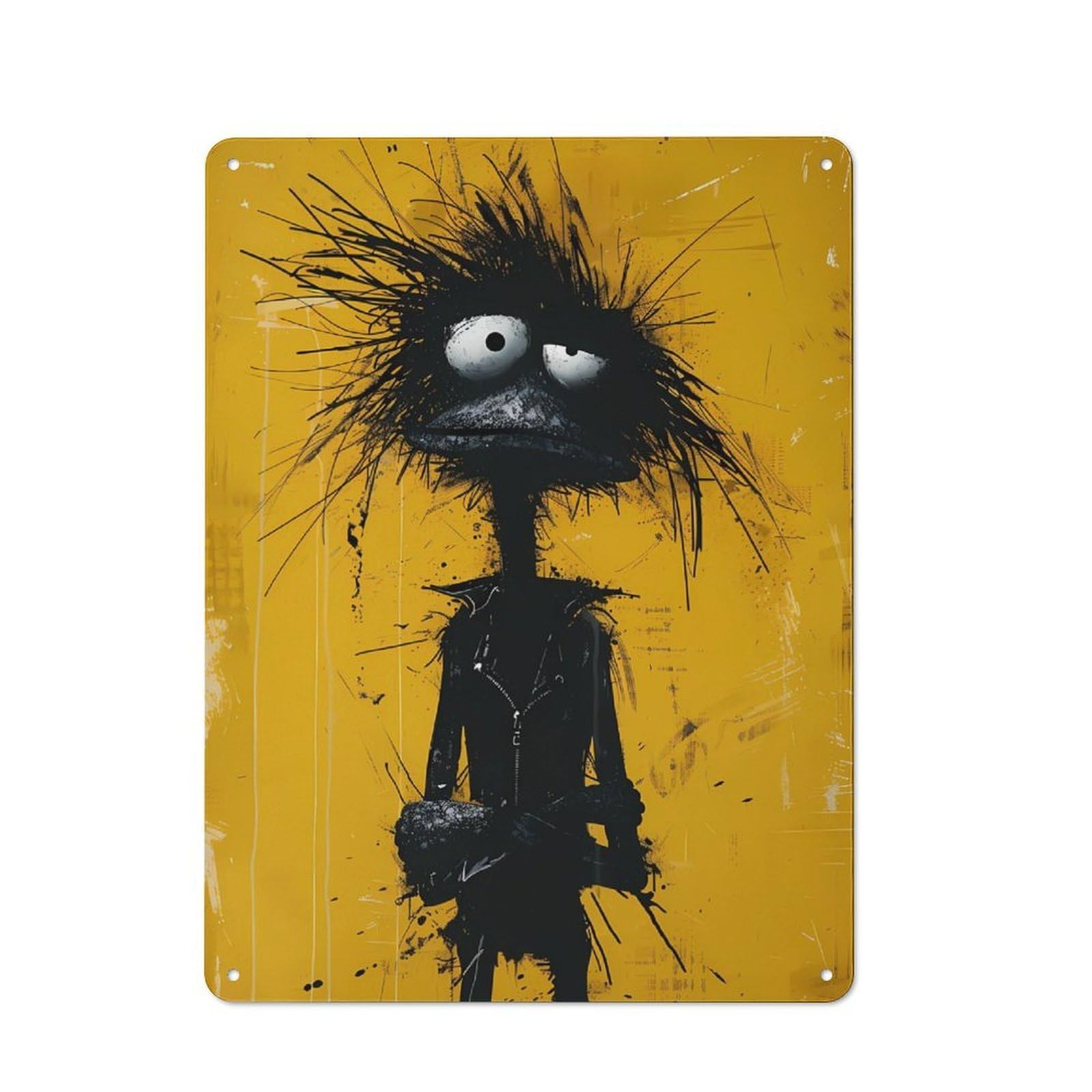 Junmoney Fury In Yellow Metal Plaque 40X30cm With For Hallway Wall, Rustic Decor, For Garage, Workshop And Man Cave Decoration