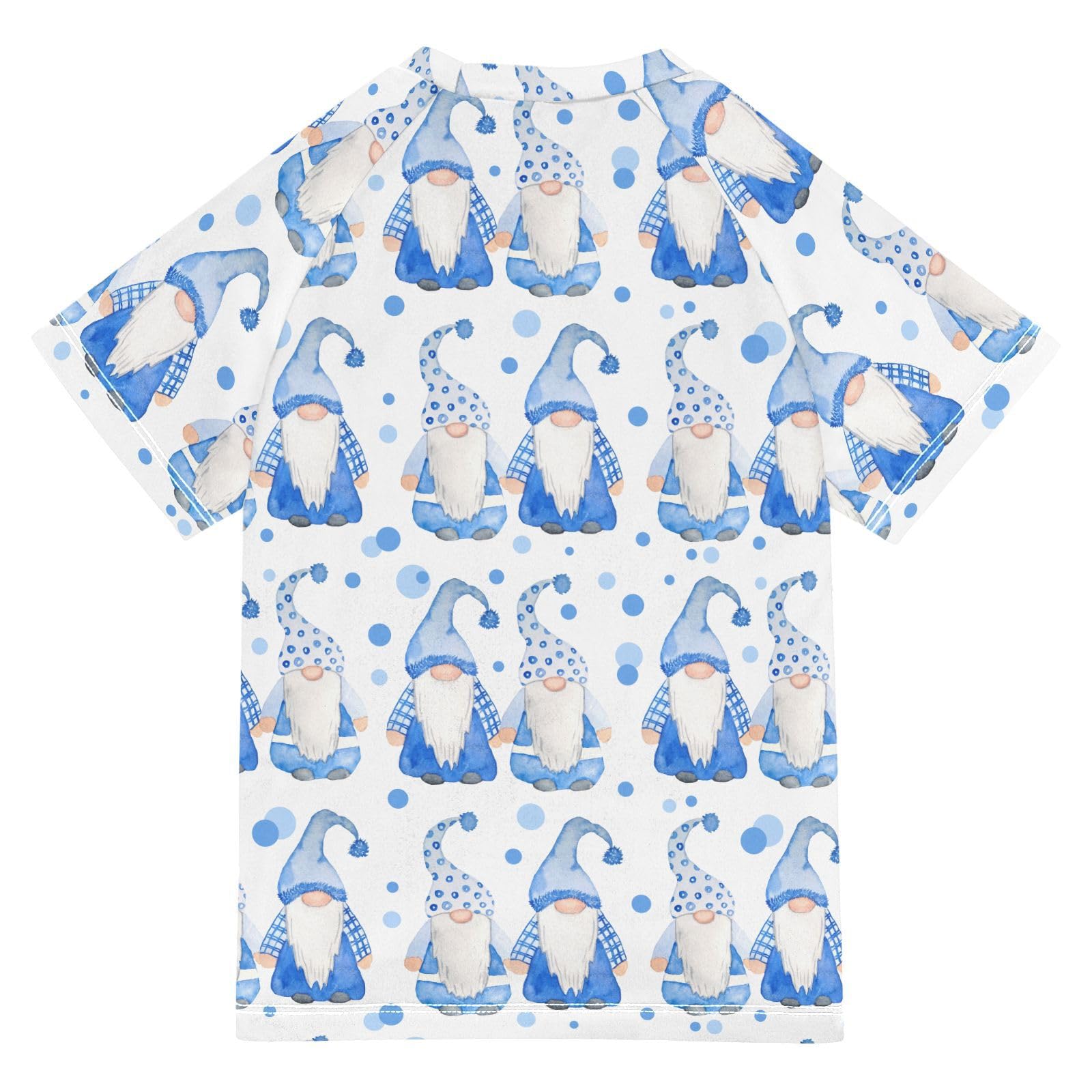 Aflyko Christmas Boys' Swim Shirt Blue Xmas Gnome Rash Guard Beachwear Sun Protection Fishing Hiking Camping Surfing Swimming Toddler Infant Summer Daily T-Shirt, 4T
