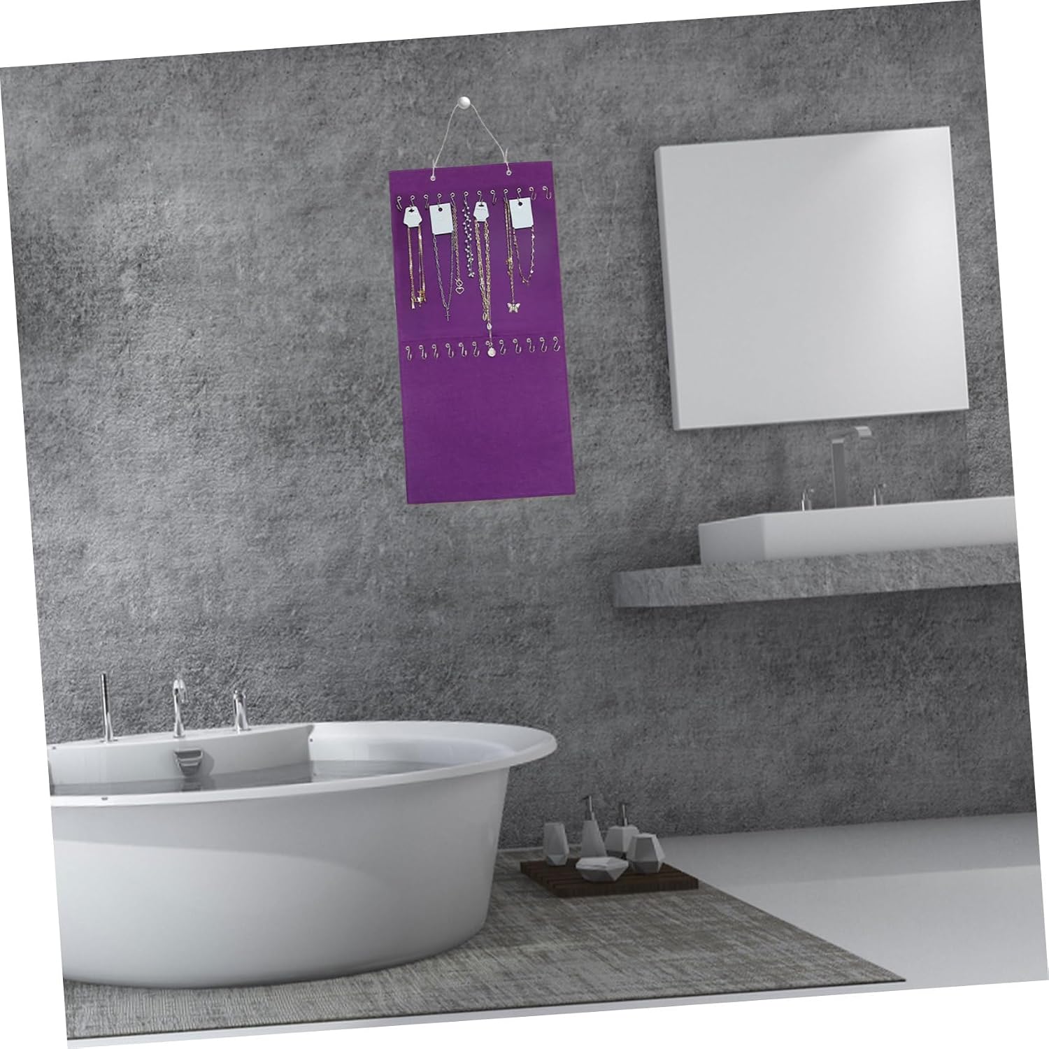 1set Versatile Felt Storage Pouch Organizer with Hooks for Jewelry Hair Accessories and More Hanging Bag for Home Bathroom Kitchen and Door Use