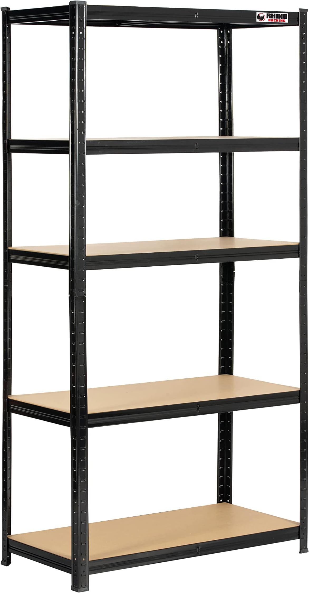 – 5 Tier Heavy Duty Garage Shelving Units – 200kg Load Weight Per Shelf- 1000kg Per Unit – Black Storage Shelves – 180x90x45cm Adjustable Racks – Shed Shelving