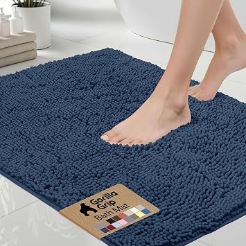 GORILLA GRIP Bath Rug Mat, Thick Soft Absorbent Chenille, Quick Dry Microfiber Mats