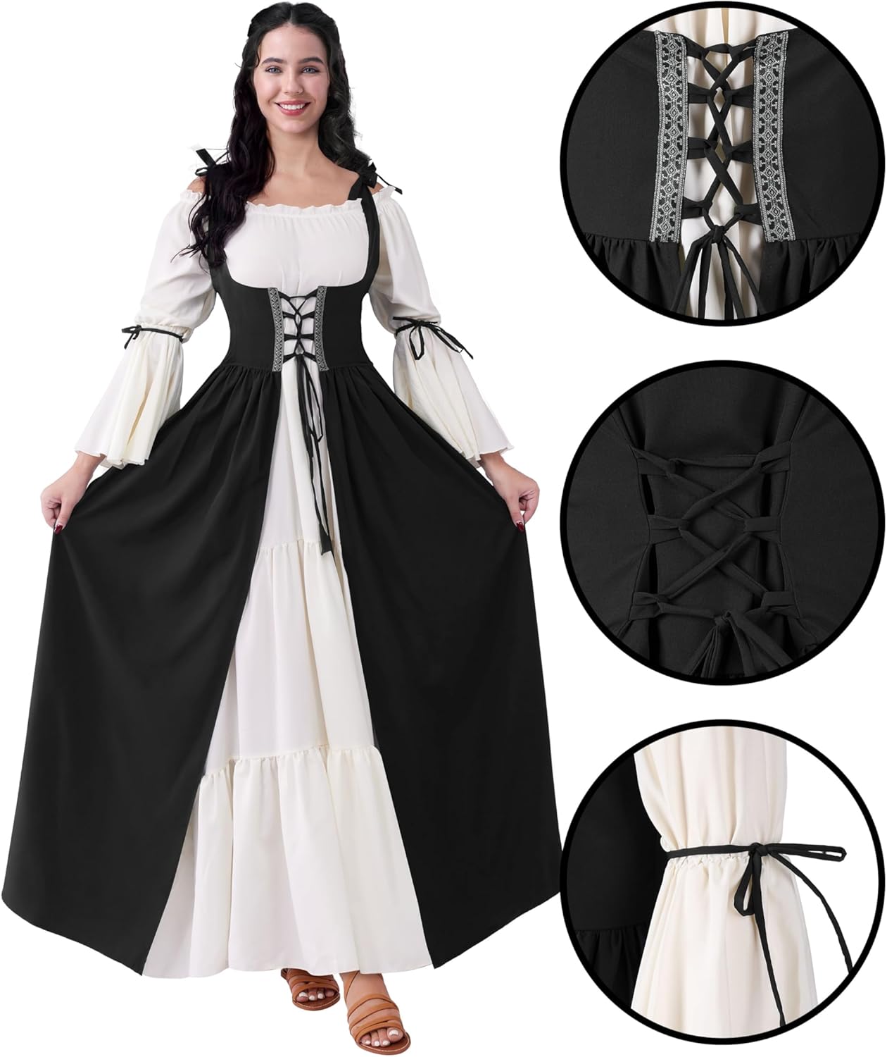 Spooktacular Creations Halloween Renaissance Costume Women, Renaissance Corset Dress, Plus Size Medieval Chemise for Cosplay - Image 6