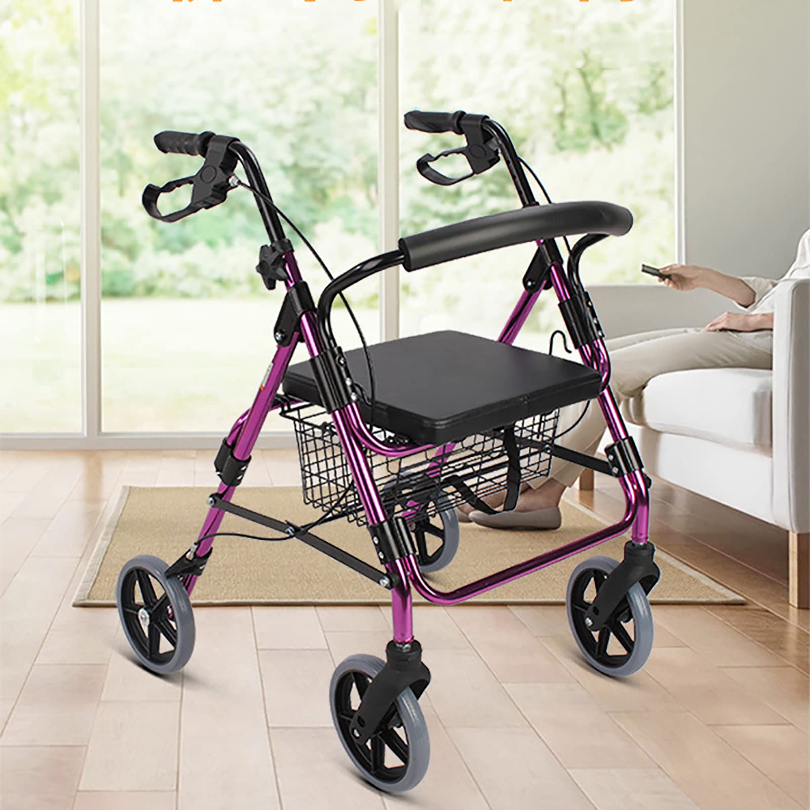 Buy Rollator Walker with Comfortable Seat, Folding Rollator Walker with