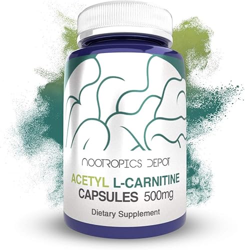 Cápsulas de acetilo L-carnitina 500 mg 180 unidades Forma HCL Suplemento energético Apoya la función mitocondrial ALCAR HCL