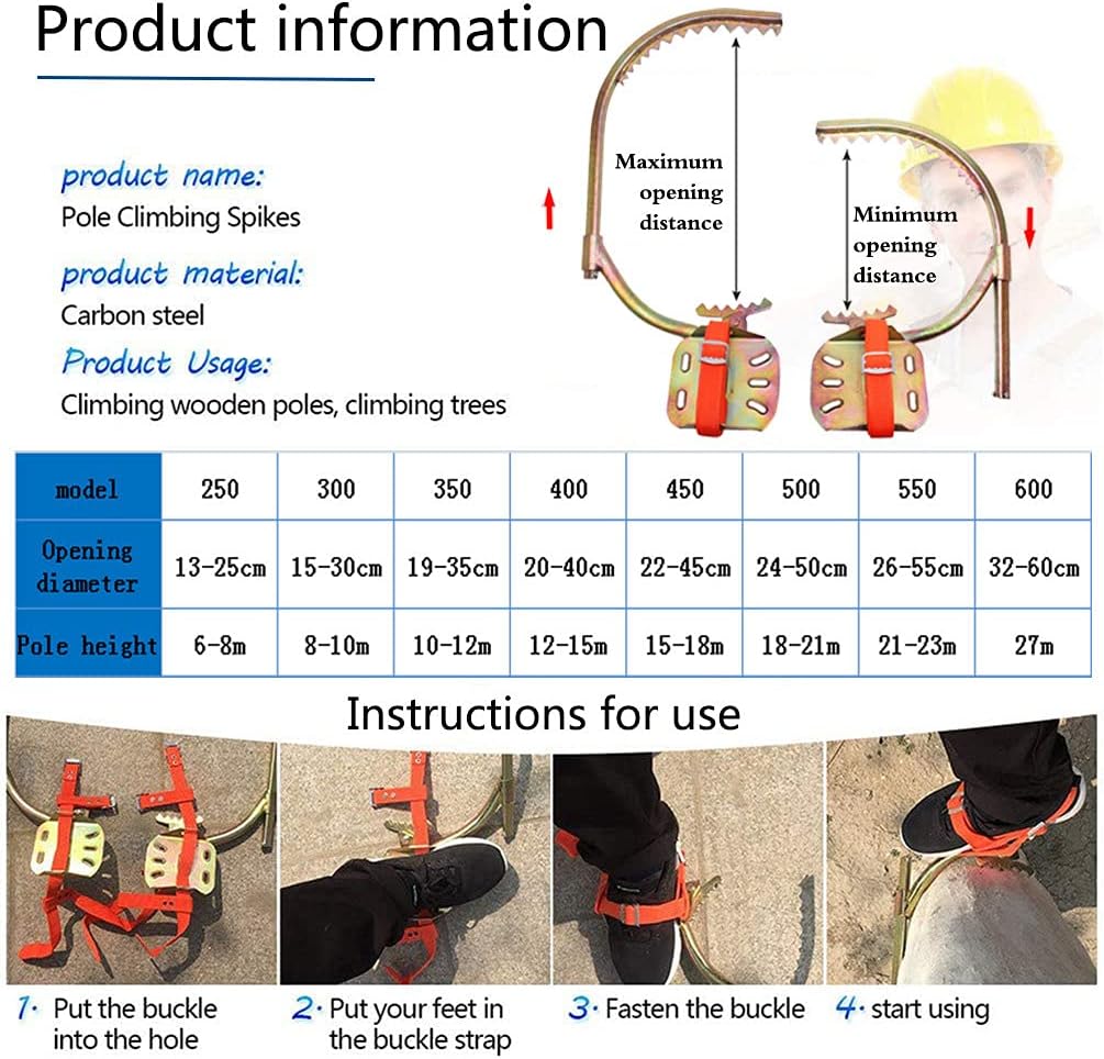 Tree Climbing Gear,Climbing Trees Artifact Electrician Wooden Pole Foot Buckle,for Hunting Observation,Picking Fruit,Coconut,Simple to Use,model450