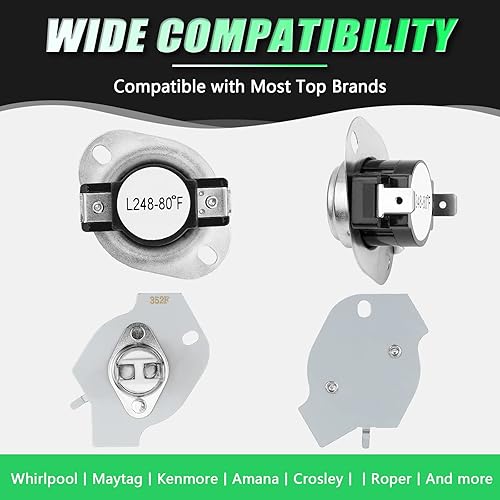 Miniatura 7 de 279769 - Kit de corte térmico para secadora, compatible con secadores Whirl-pool y Ken-more - Reemplaza 3389946 3398671 3977394 695563 AP3094224