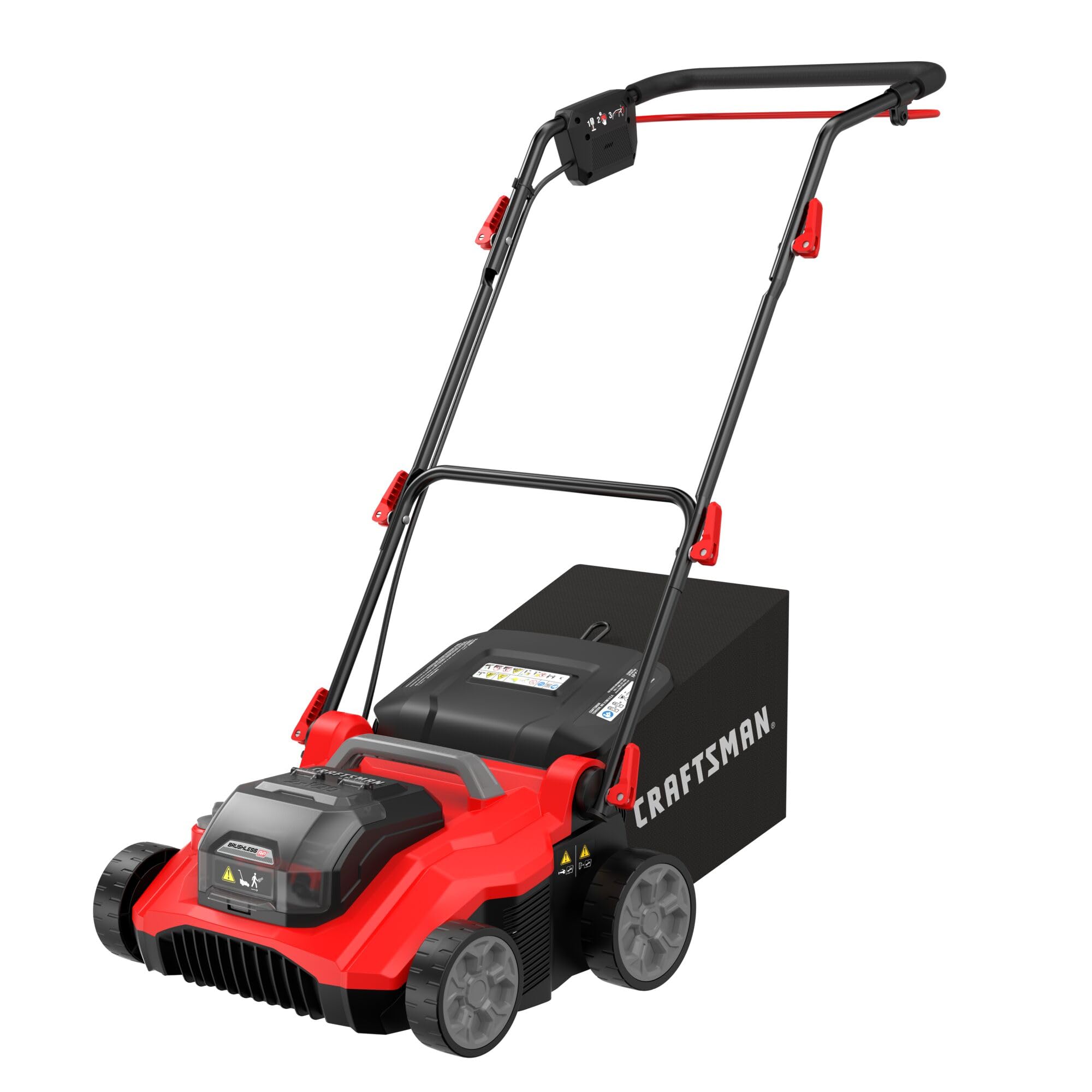 CRAFTSMAN 2 X V20 Cordless Brushless RP Lawn Dethatcher and Scarifier, 14 in Deck, Includes 2 x 5 Ah Battery and Chargers, Up to 45 Min of Runtime, 50L Removable Collection Bag (CMCOE210P2)