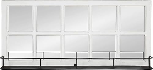 Miniatura 2 de Kate and Laurel Jackson Casual Farmhouse - Espejo de ventana de madera maciza de 10 pulgadas con estante de metal negro envejecido, 40 x 18