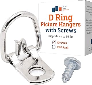 D Ring Picture Hangers with Screws - 100 Pack - Bulk D Rings - Pro Quality Hangers, Picture Hanging Hardware, Dring, Small D Ring Picture Hangers - Picture Hang Solutions.