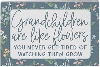 Simply Said, INC Grandchildren Are Like Flowers Grandparents Small Talk Rectangle 3.5 x 5.25 inch Wood Sign, Made in USA, STR2444