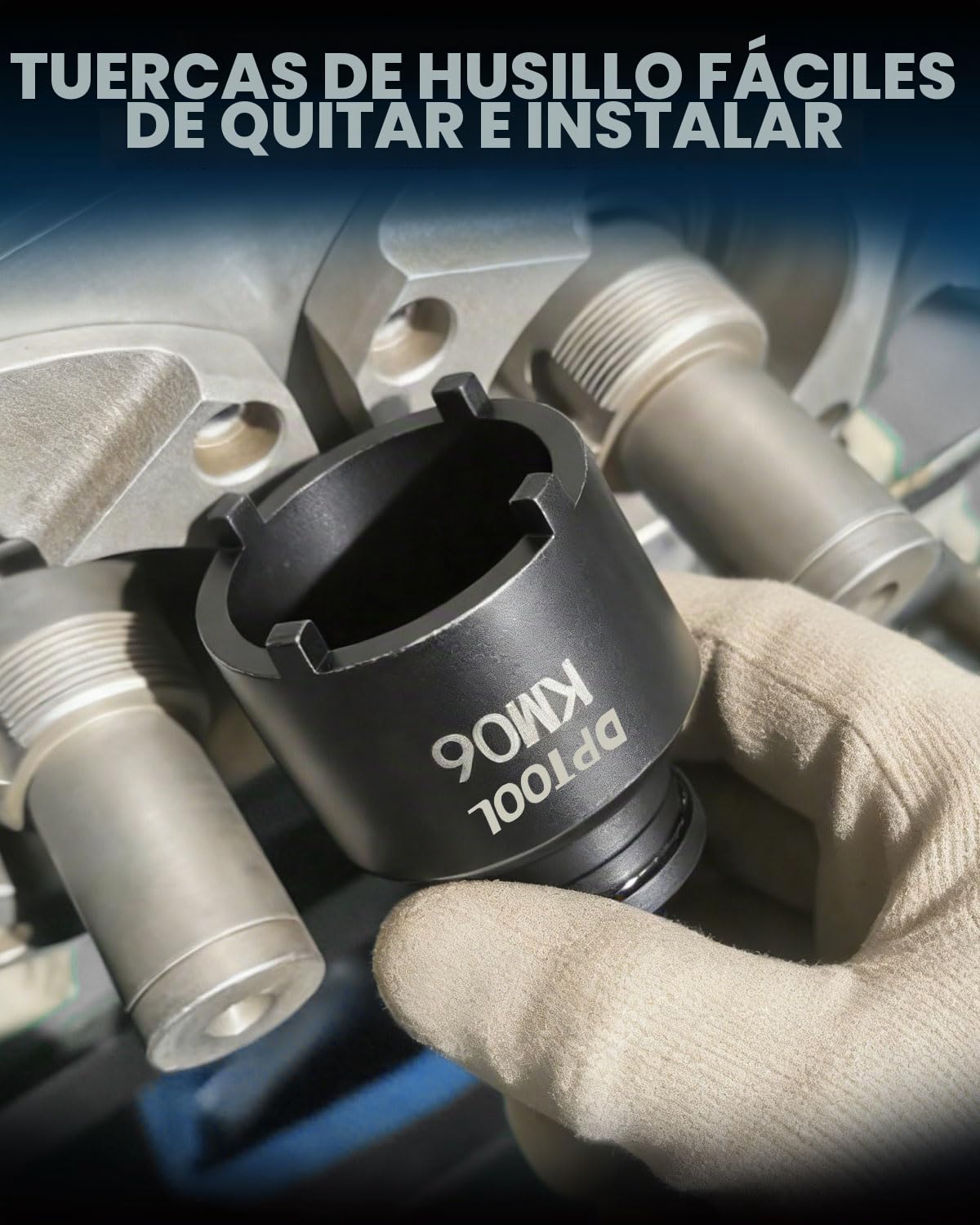 DPTOOL Kit de 13 piezas de dados para tuercas de husillo, rótulas, contratuercas de eje, extracción e instalación de dados de cubo de bloqueo para tuercas de ranura KM, 4 dientes exteriores con 1/2''