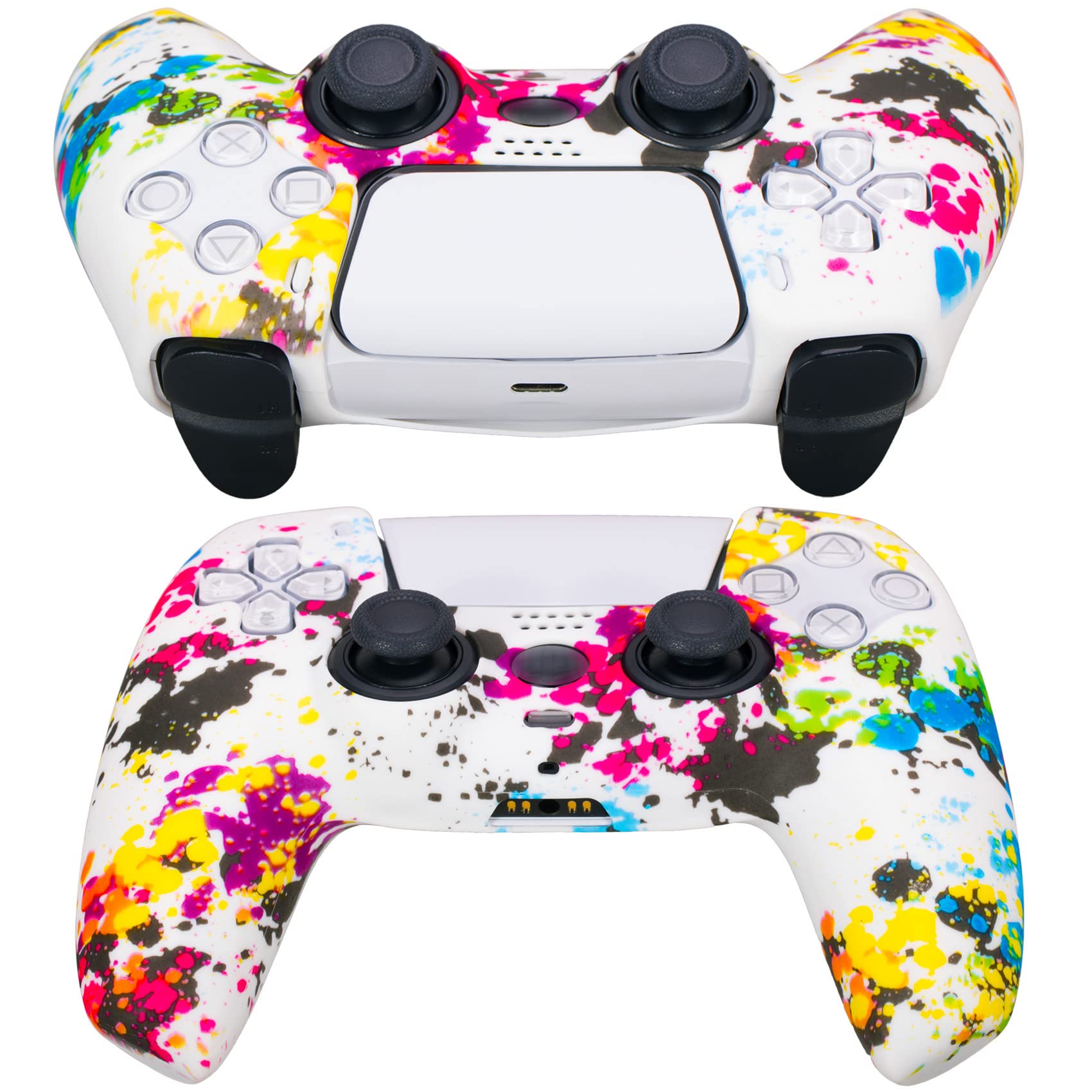 YoRHa Silicona Espesar Impresión Funda Piel Carcasas cubierta Compatible de PS5 Mando x 1 (Pintada) con Agarres para el Pulgar x 10 — view 6