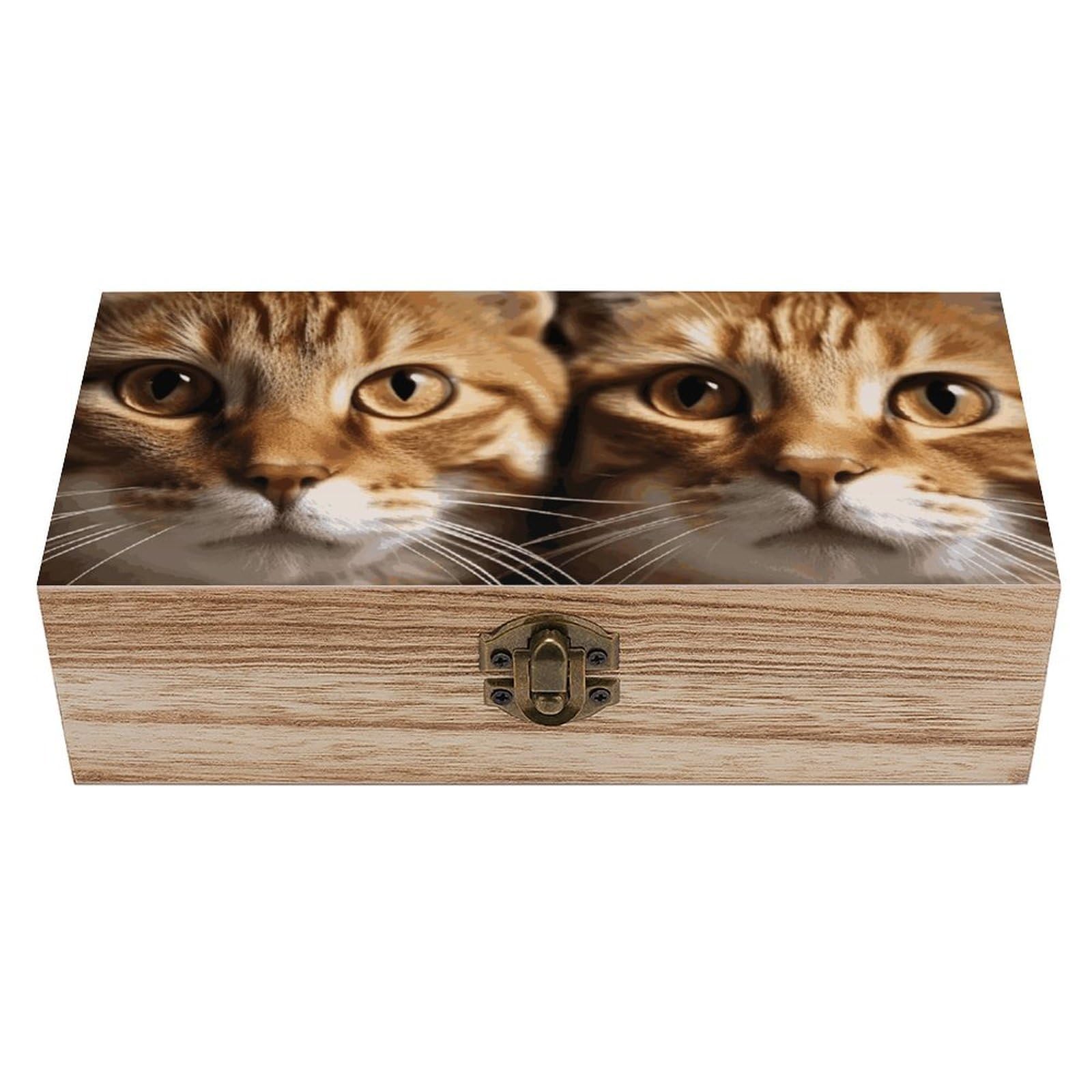 FekiLoot Cats Wooden Keepsake Box Decorative Wood Storage Organizer with Hinged Lid Large Handmade Boxes Wedding Memory Treasure Box for Jewelry Photos Stamps Crafts