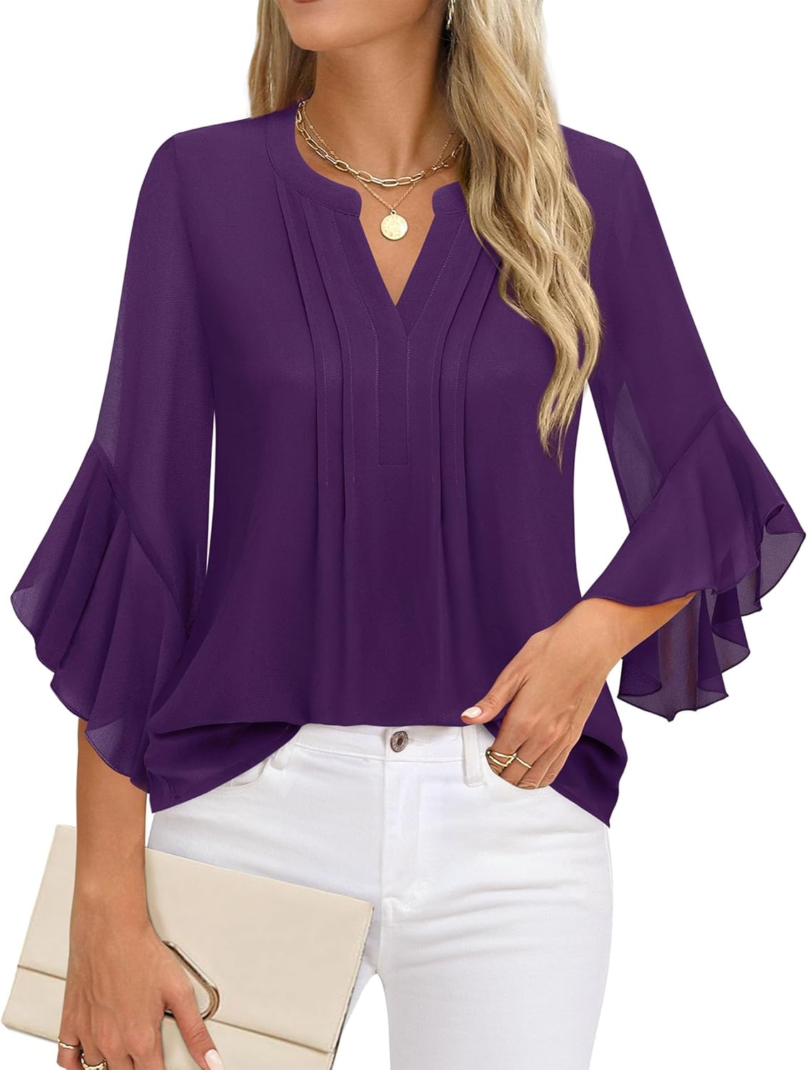 Timeson Women's 3/4 Sleeve Dressy Casual Top - Image 2