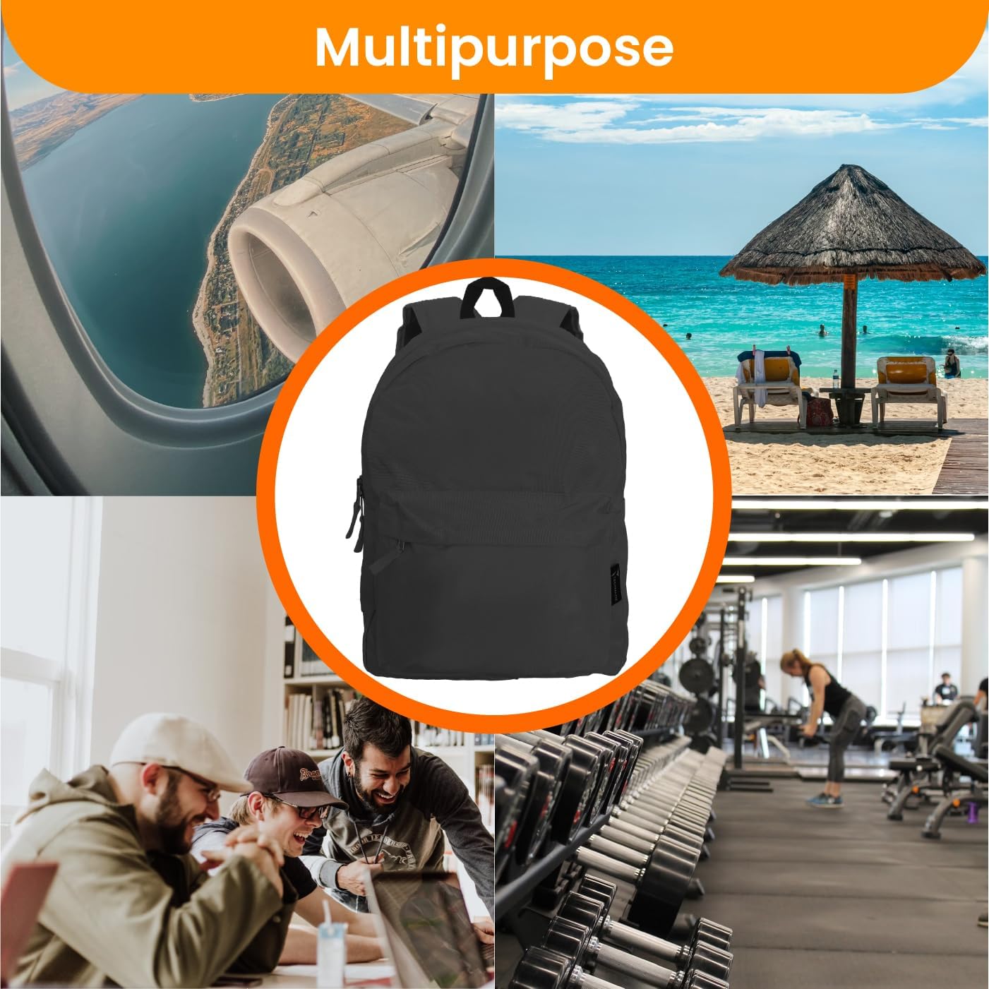 TECHMADE Zaino Scuola e Porta PC 15" Leggero e Capiente – Zaino Bagaglio a Mano 31.5x13.5x43 cm Compatibile Ryanair EasyJet – Multitasche Ergonomico per Lavoro, Scuola e Viaggi – UNISEX, (Nero)