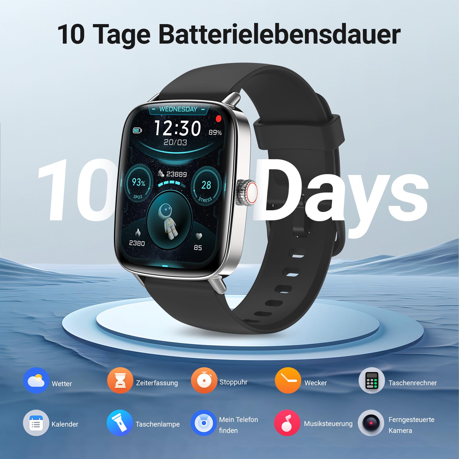 Smartwatch Herren Damen mit Telefonfunktion, 1,85" Fitnessuhr Smart Watch, 100+ Sportmodi Fitness Tracker mit Herzfrequenz/SpO2/Schlaf Monitor Schrittzähler, IP68 Wasserdicht Sportuhr für iOS Android