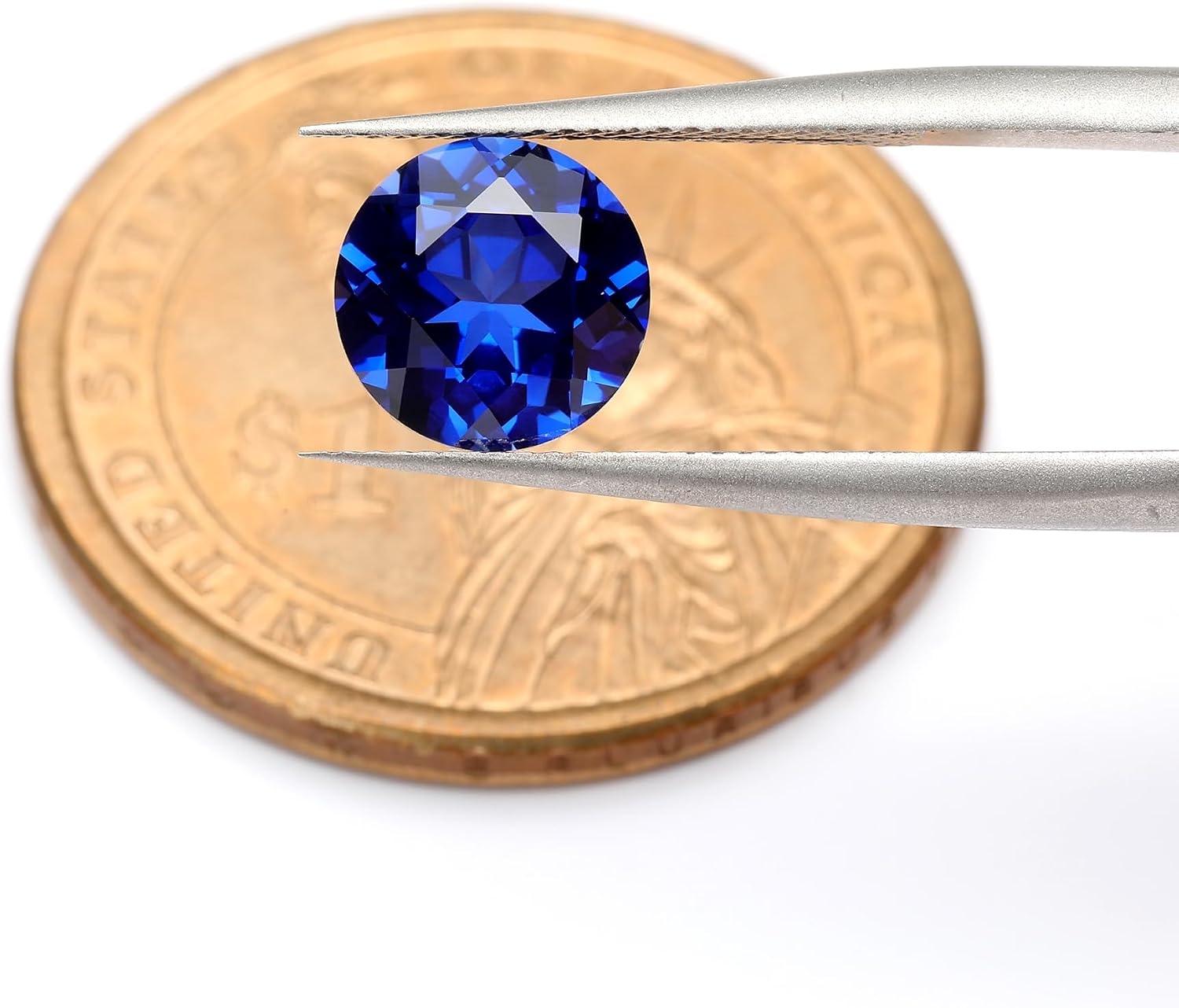 Royal Blue Synthetic Sapphire Loose Gemstone, Round Cut Corundum Stone for Jewelry Making (0.6ct-6ct, 1pc) (8mm)