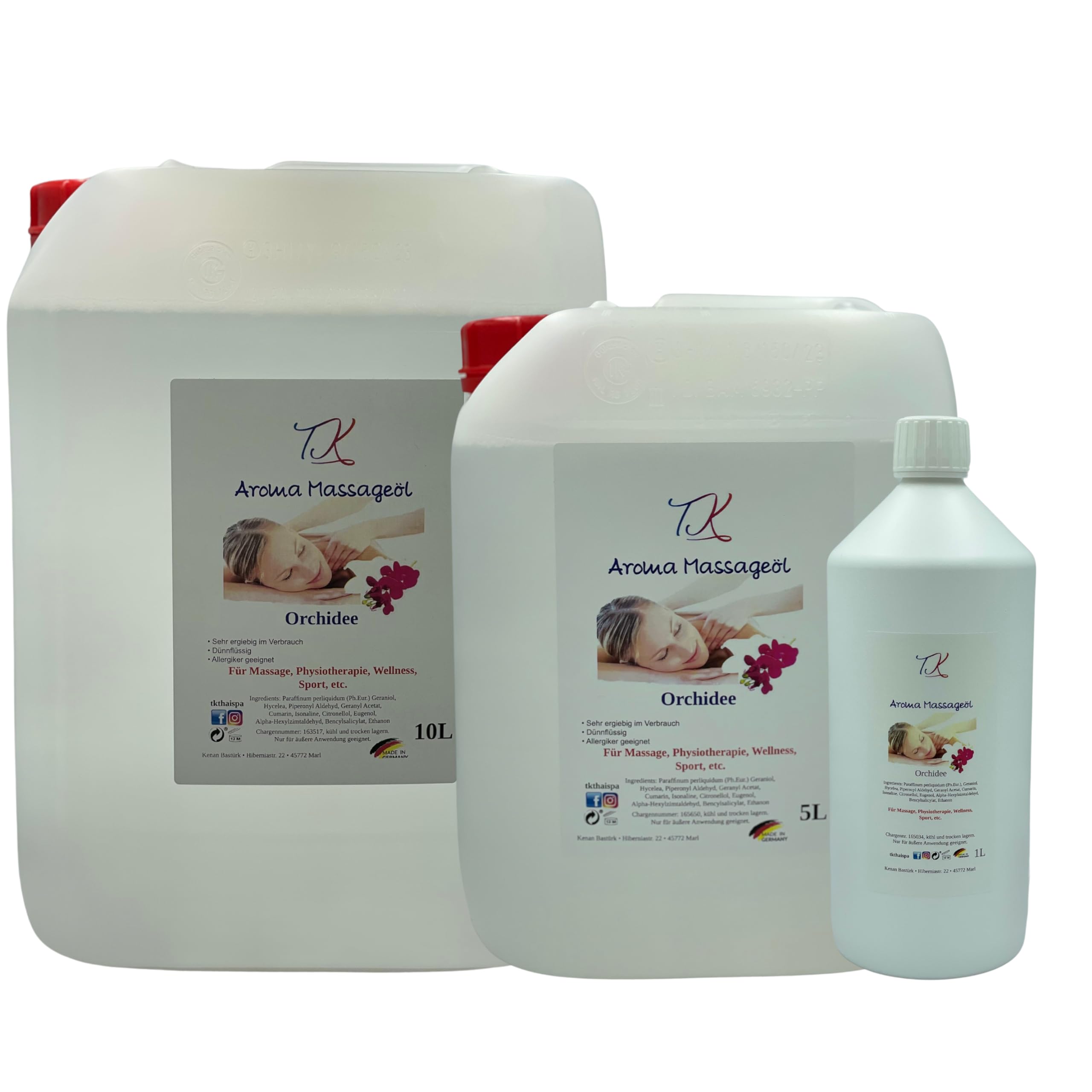 Aceite de masaje aromático para masajes, fisioterapia, bienestar y mucho más, grado medicinal (1l, orquídea)