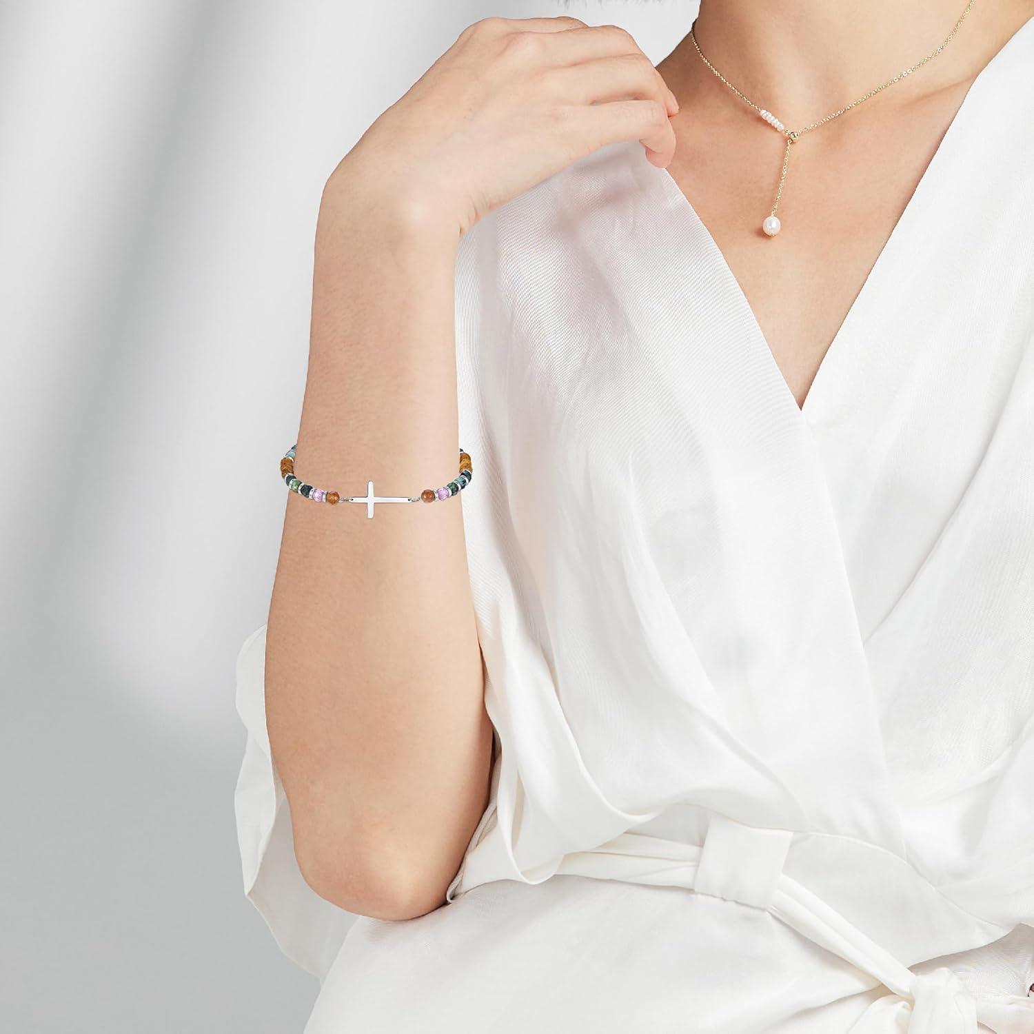 TONY & SANDY Christian Cross Bracelet for Women, Valentine's Day Gifts for Her, Confirmation Baptism Easter Gifts, Unique Gift for Friends Daughter Mom Sister in Christ Birthday Christmas - Image 2