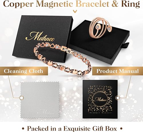 Vista 7 de Magnetic Copper Bracelets for Women Lymph Detox Magnetic Bracelets, 100% Solid Pure Copper Bracelet with 3500 Gauss Magnets & Lymphatic Drainage