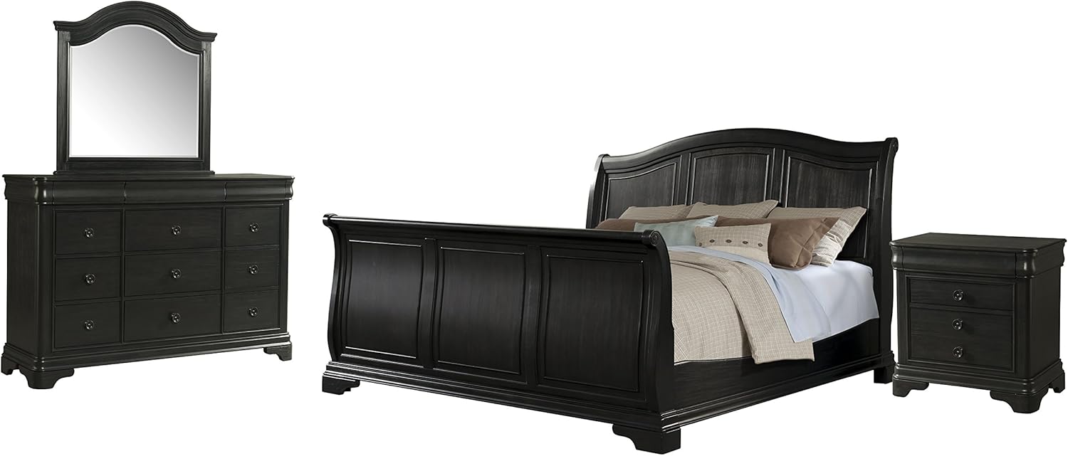 Abbey Avenue 4 Piece Henry Sleigh Set, Queen, Charcoal Home & Kitchen