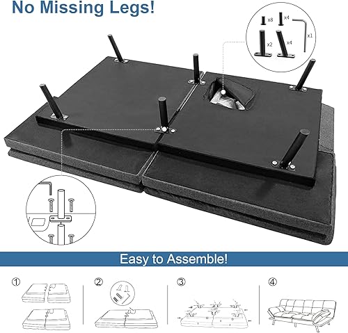Miniatura 6 de Sofá cama futón de espuma viscoelástica, sofá convertible moderno, plegable, para sala de estar, oficina, apartamento, espacios pequeños, con