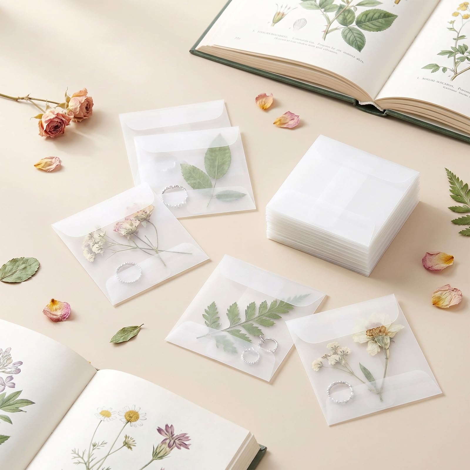 Enveloppes transparentes en verre 9,94 x 7,9 cm Lot de 50 pour timbres invitations