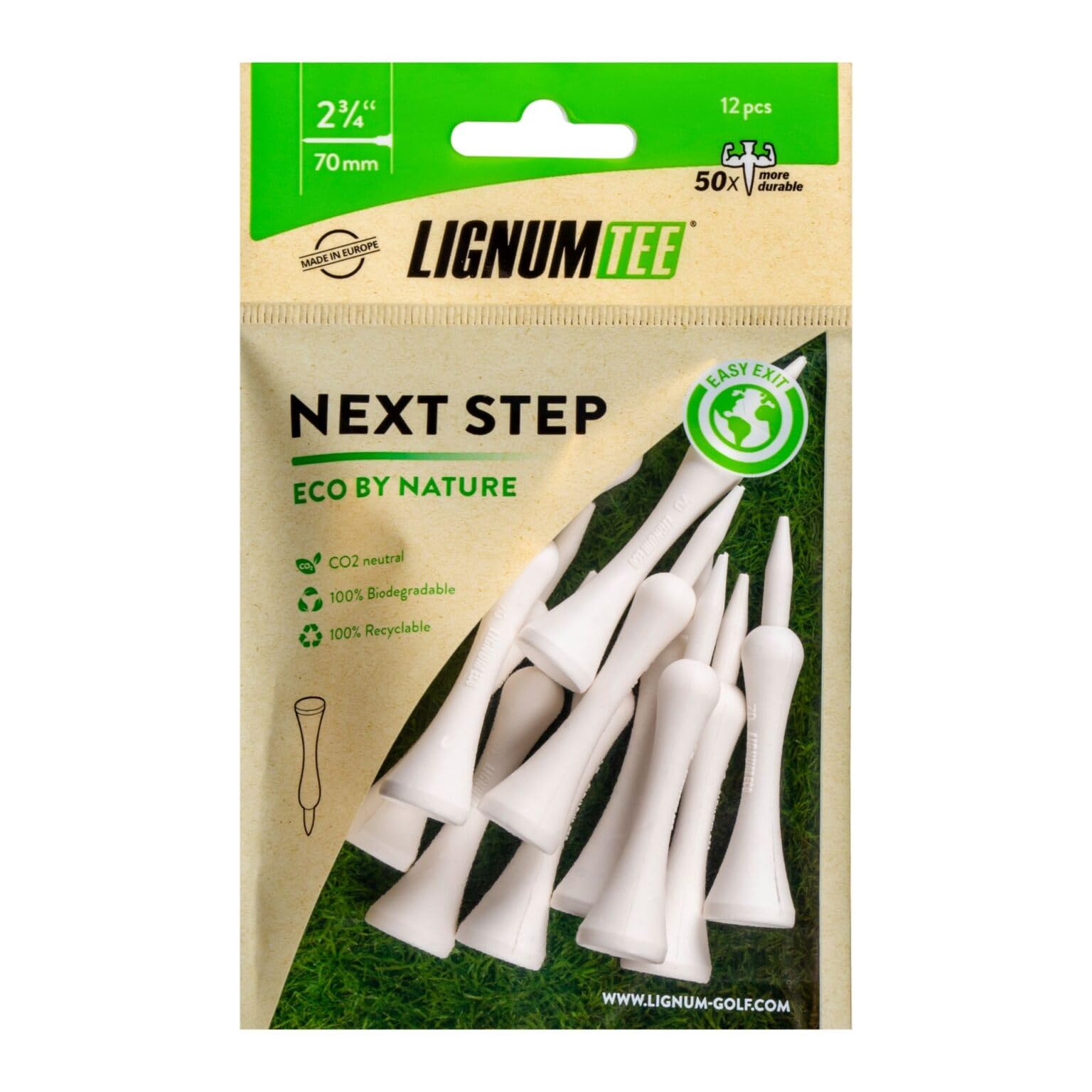 LIGNUM Unisex Lignum 70mm Nxt Step Ecoline 12pk Biodegradable Tees, 57mm, 57mm UK