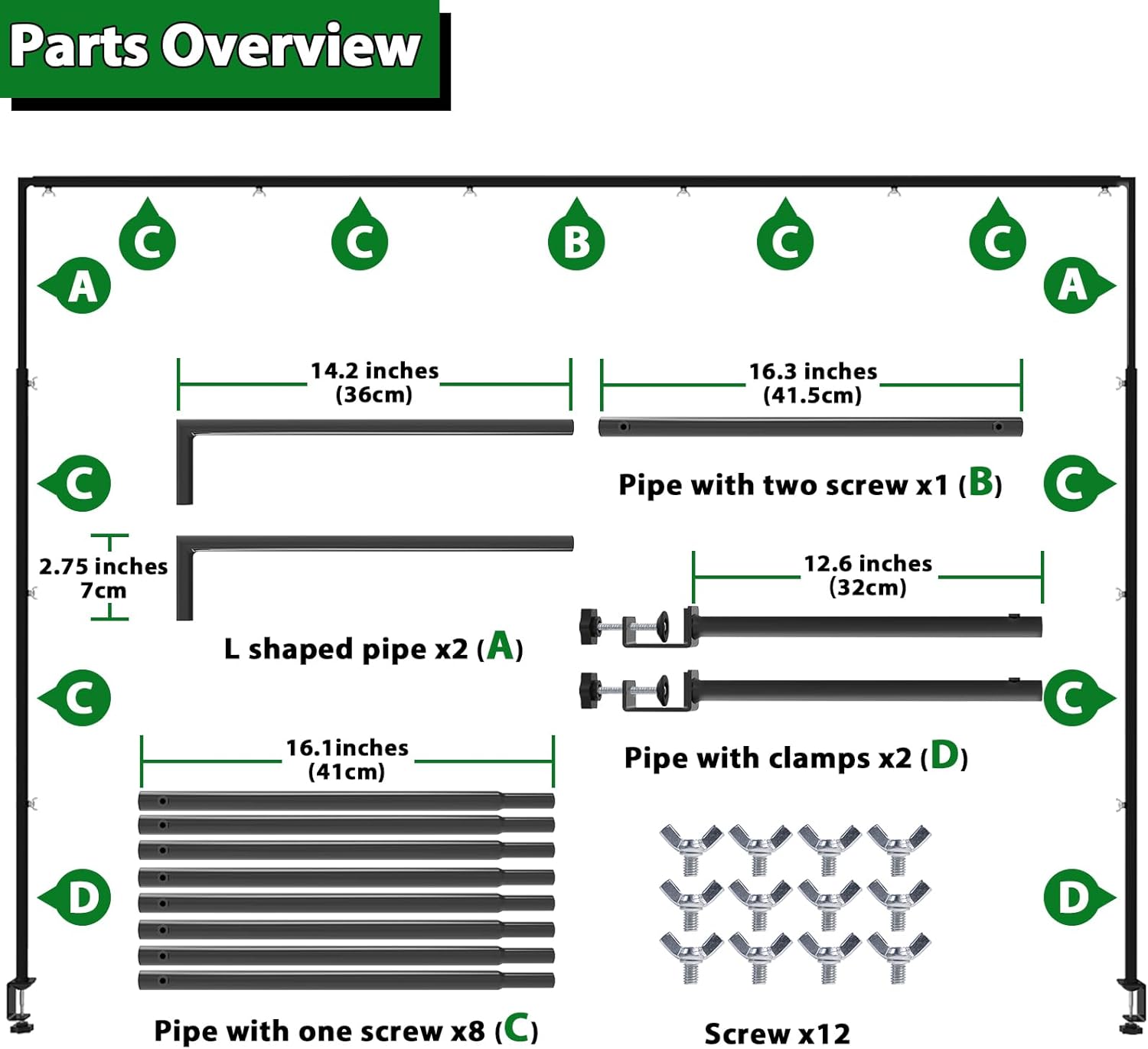 Over The Table Rod Stand with Clamps - Adjustable Table Arch Stand, Metal Table Rod for Wedding, Birthday, Halloween, and Christmas Decorations (29"-97" Length, 26"-42" Tall, Black)